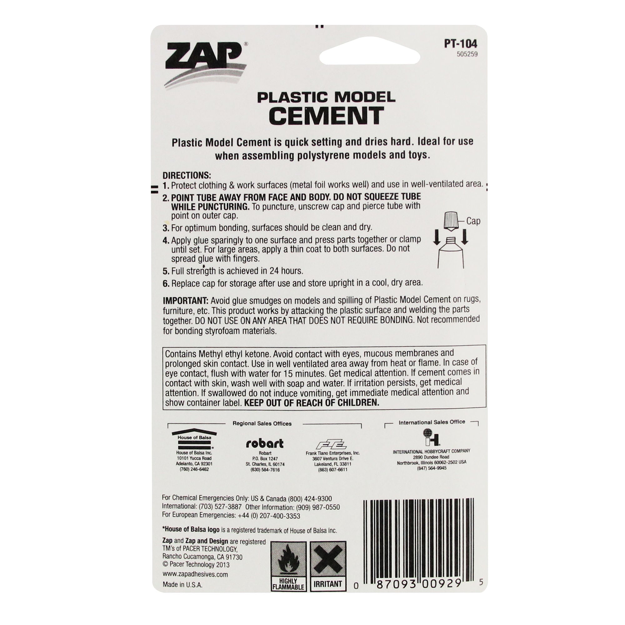 ZAPPT-104-2 [file:ZAPPT-104-2.jpg] PT-104 Plastic Model Cement Glue (1fl oz, 29.5 ml)