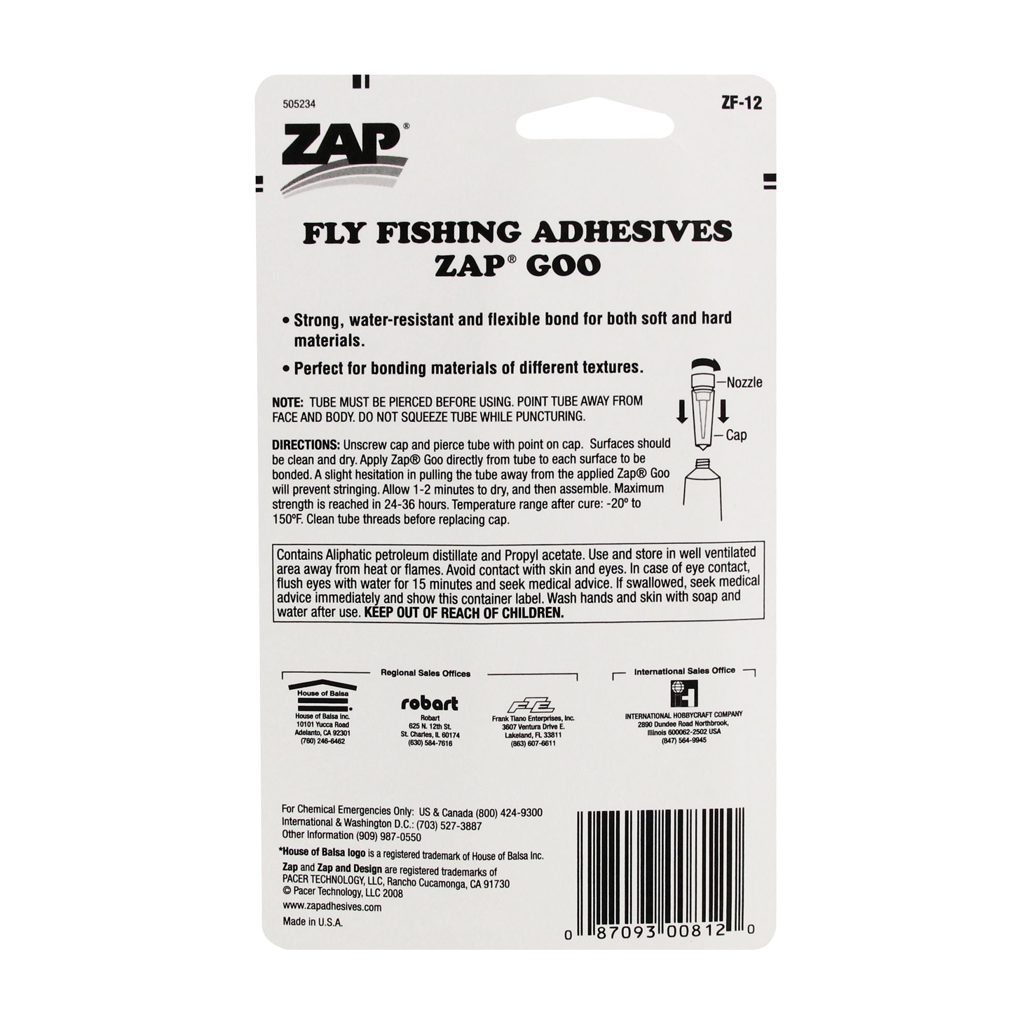 ZAPZF-12-2 [file:ZAPZF-12-2.jpg] Fly Fishing Adhesives Zap Goo Glue (1fl oz, 29.5ml)