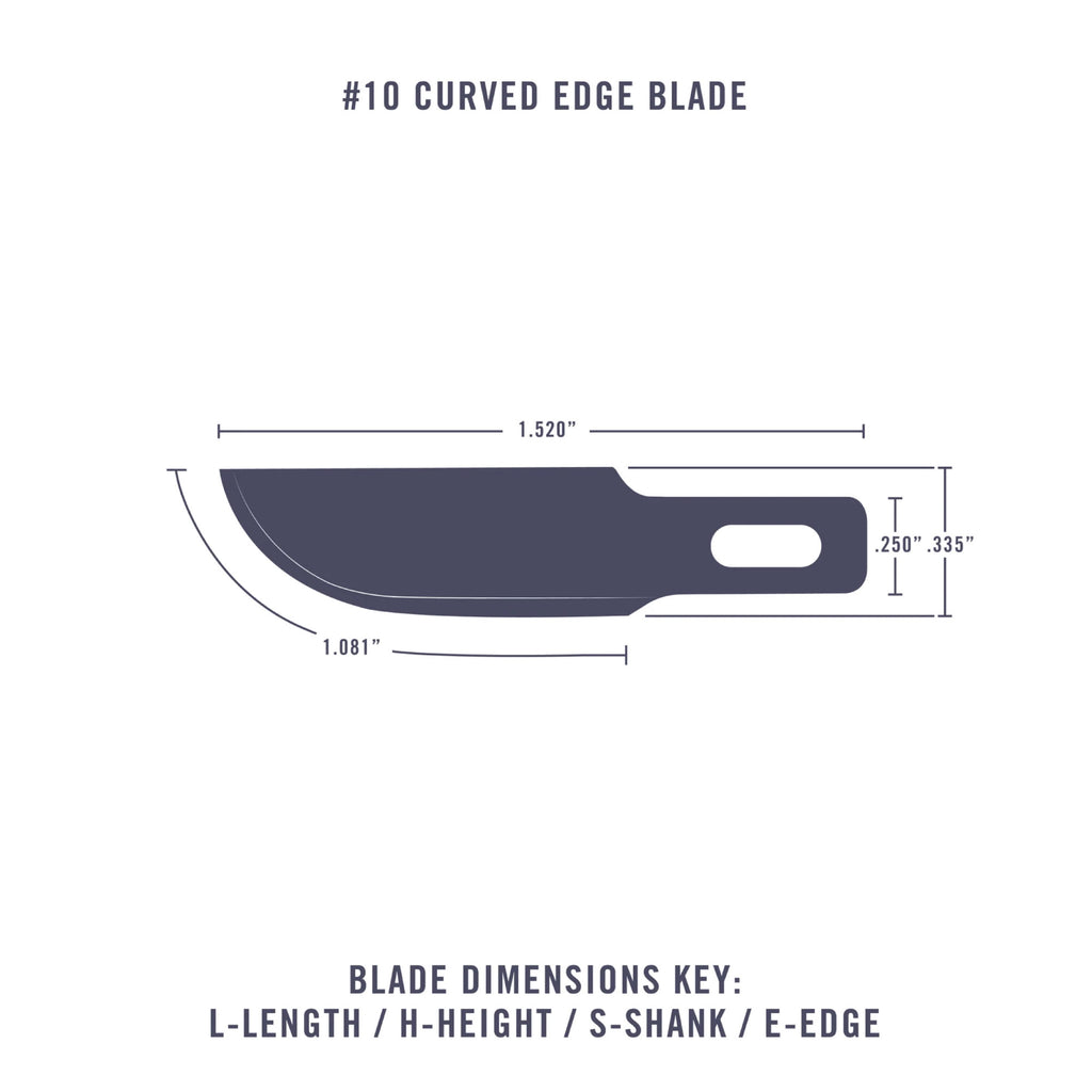 #10 Curved Edge Blade, Shank 0.25" (0.58 cm) (100 pcs) (Bulk)