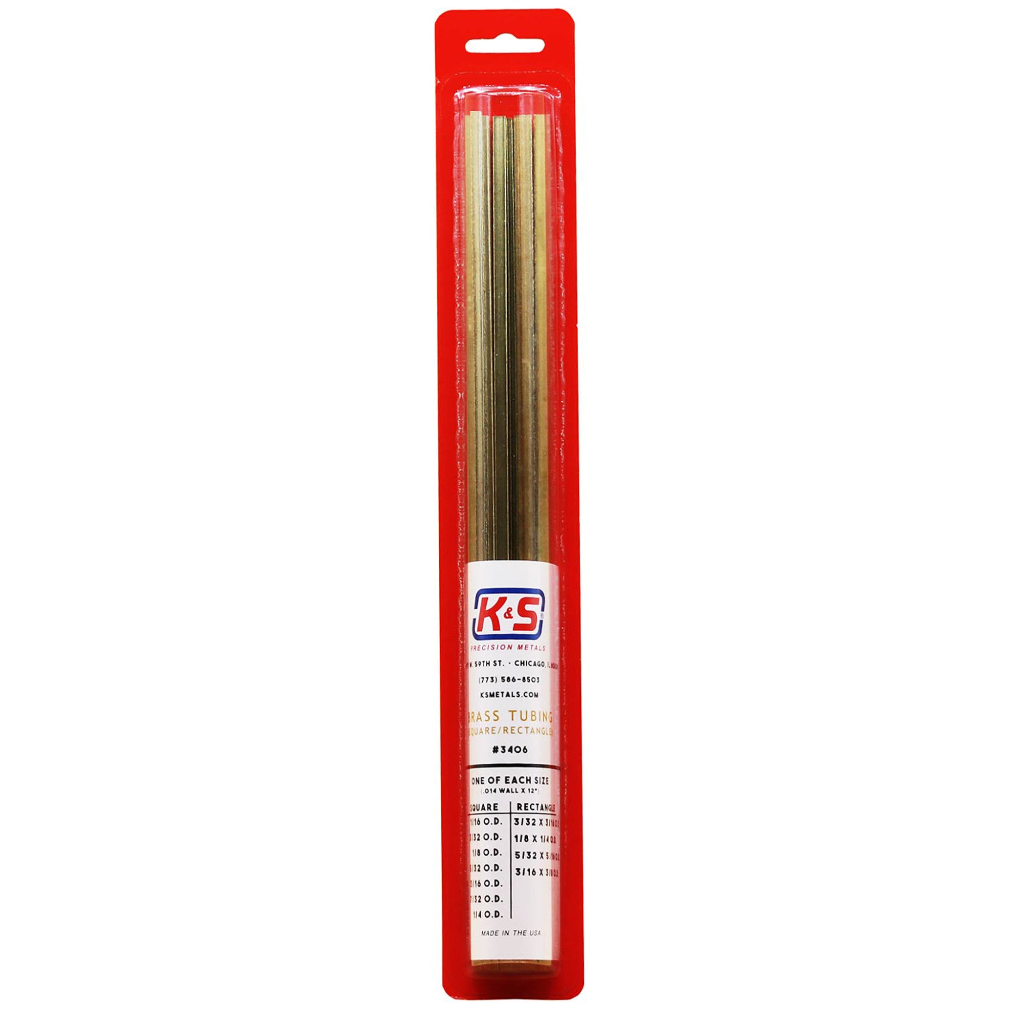 Brass Tubing Assortment, Square & Rectangle (11 pcs)