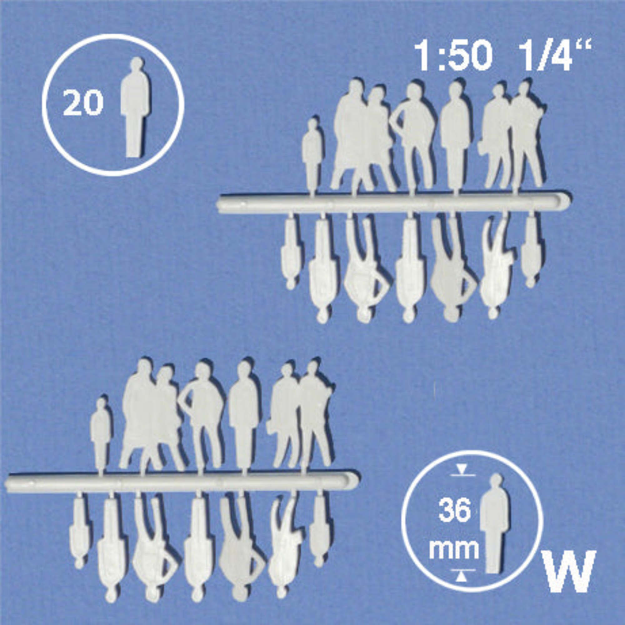 Silhouette Figures White 1:50 H = 36mm (20 pcs)