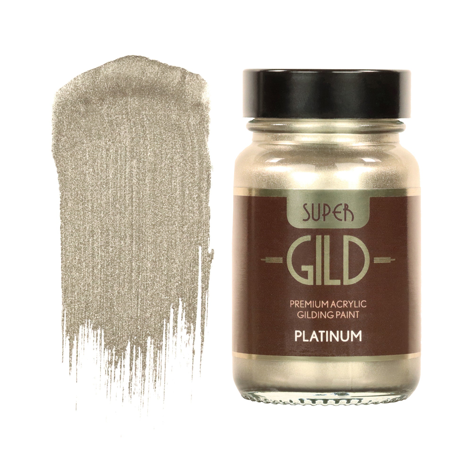 Super GILD Acrylic Gilding Enamel Paint, Platinum (30ml)