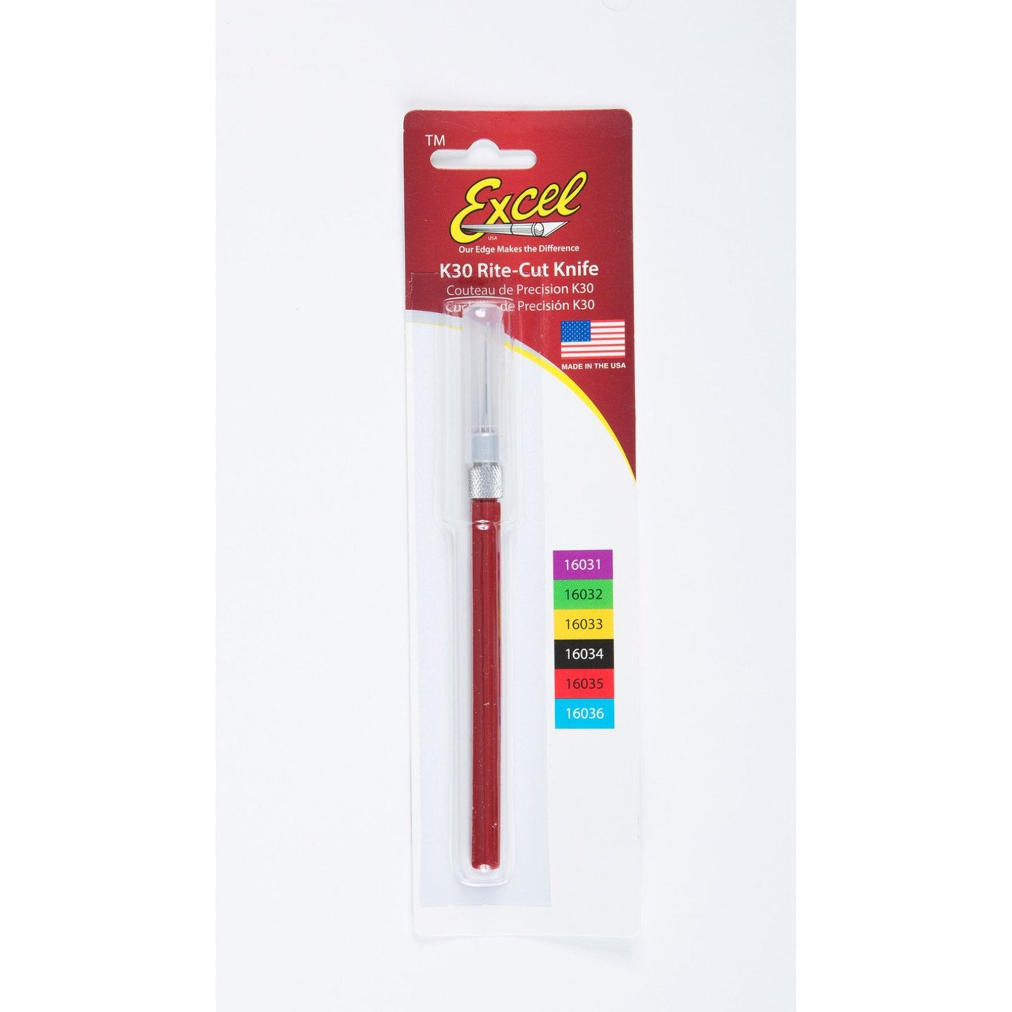 K30 Light Duty Rite-Cut Knife with Safety Cap, Red (Carded)