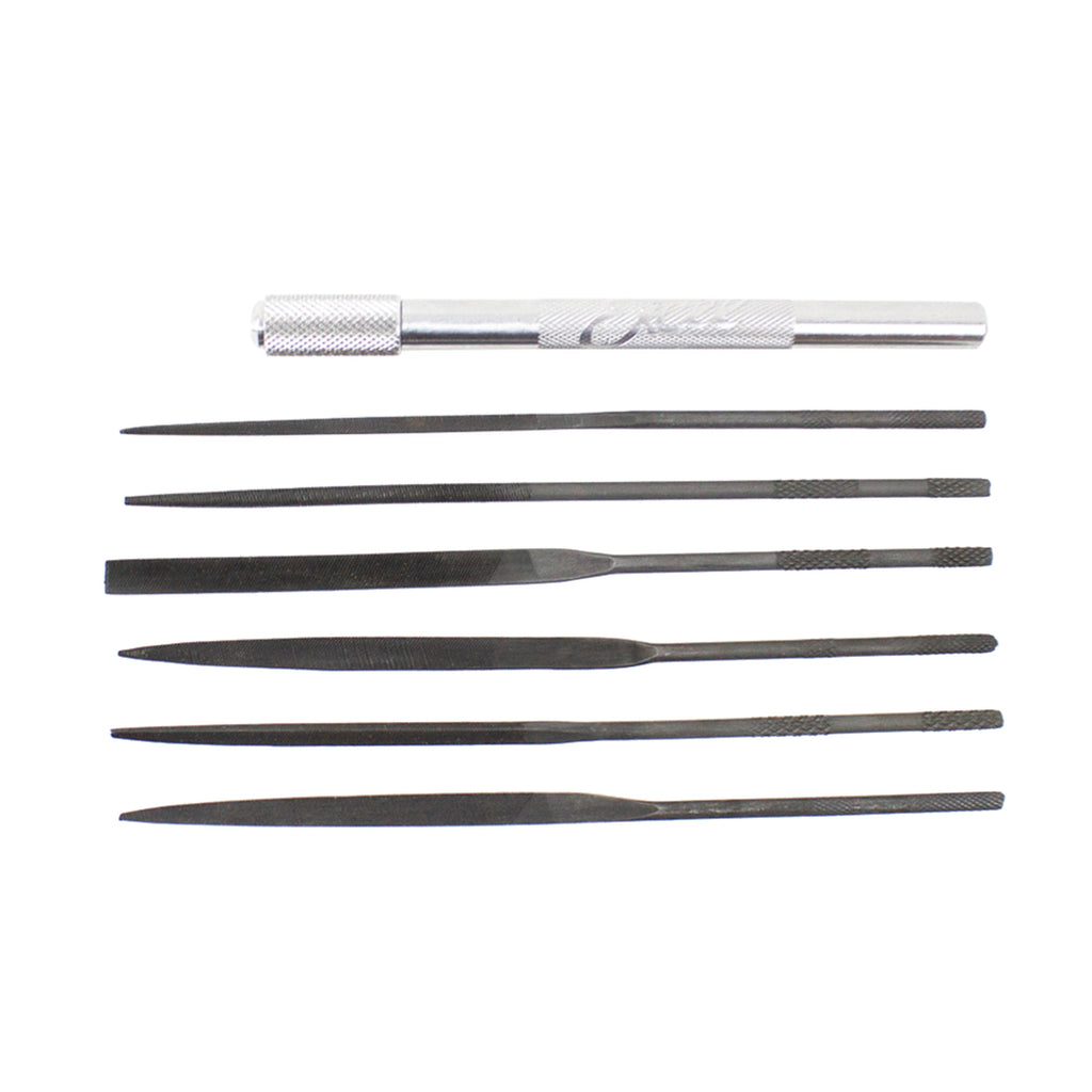 Assorted File Set with Handle, Cut #2 with Square, Round, Halfround, Equaling, Knife and Flat (6 pcs) (Carded)