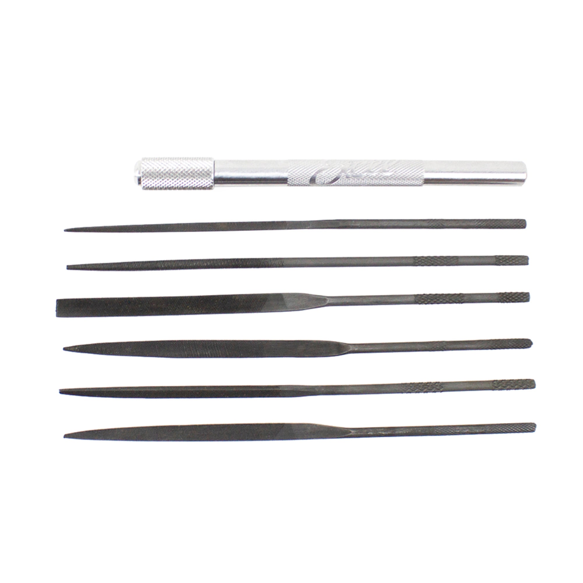 Assorted File Set with Handle, Cut #2 with Square, Round, Halfround, Equaling, Knife and Flat (6 pcs) (Carded)