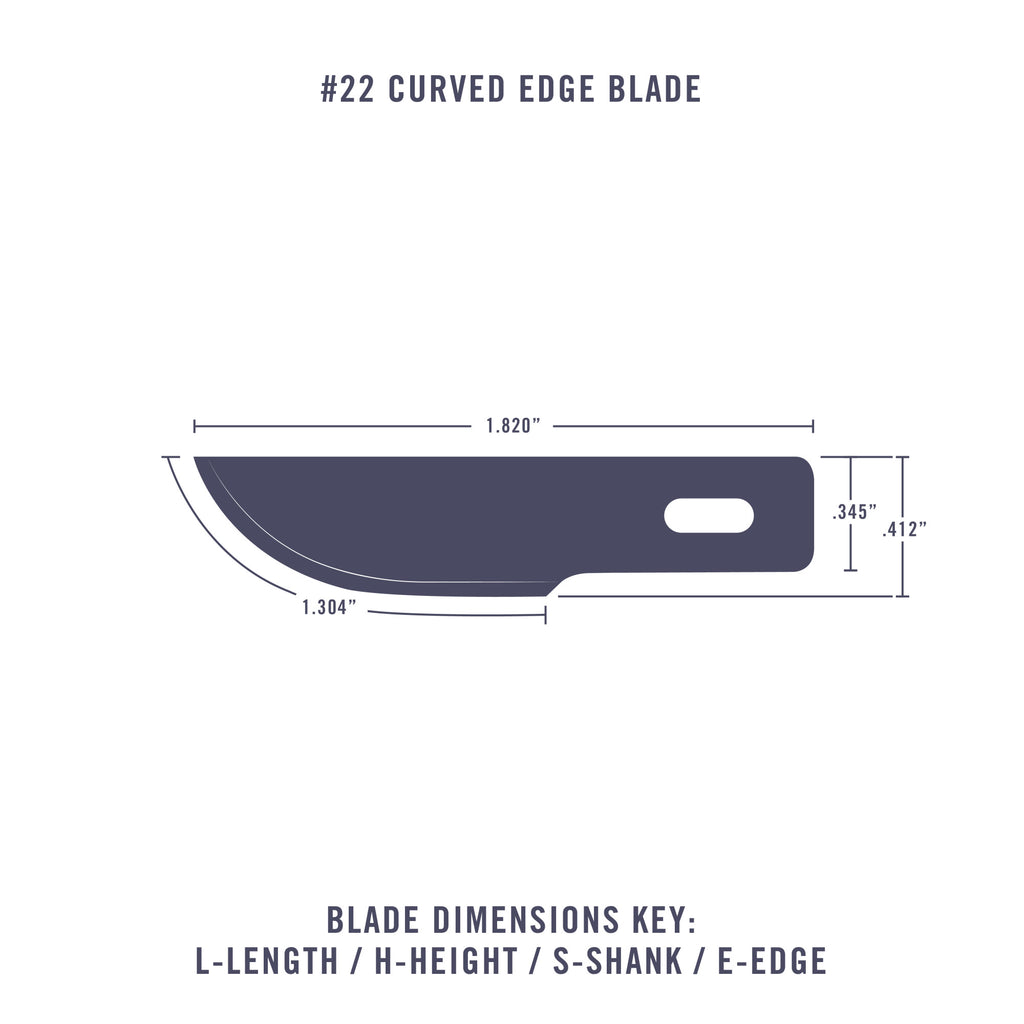 #22 Curved Edge Blade, Shank 0.345" (0.88 cm) (5 pcs) (Carded)