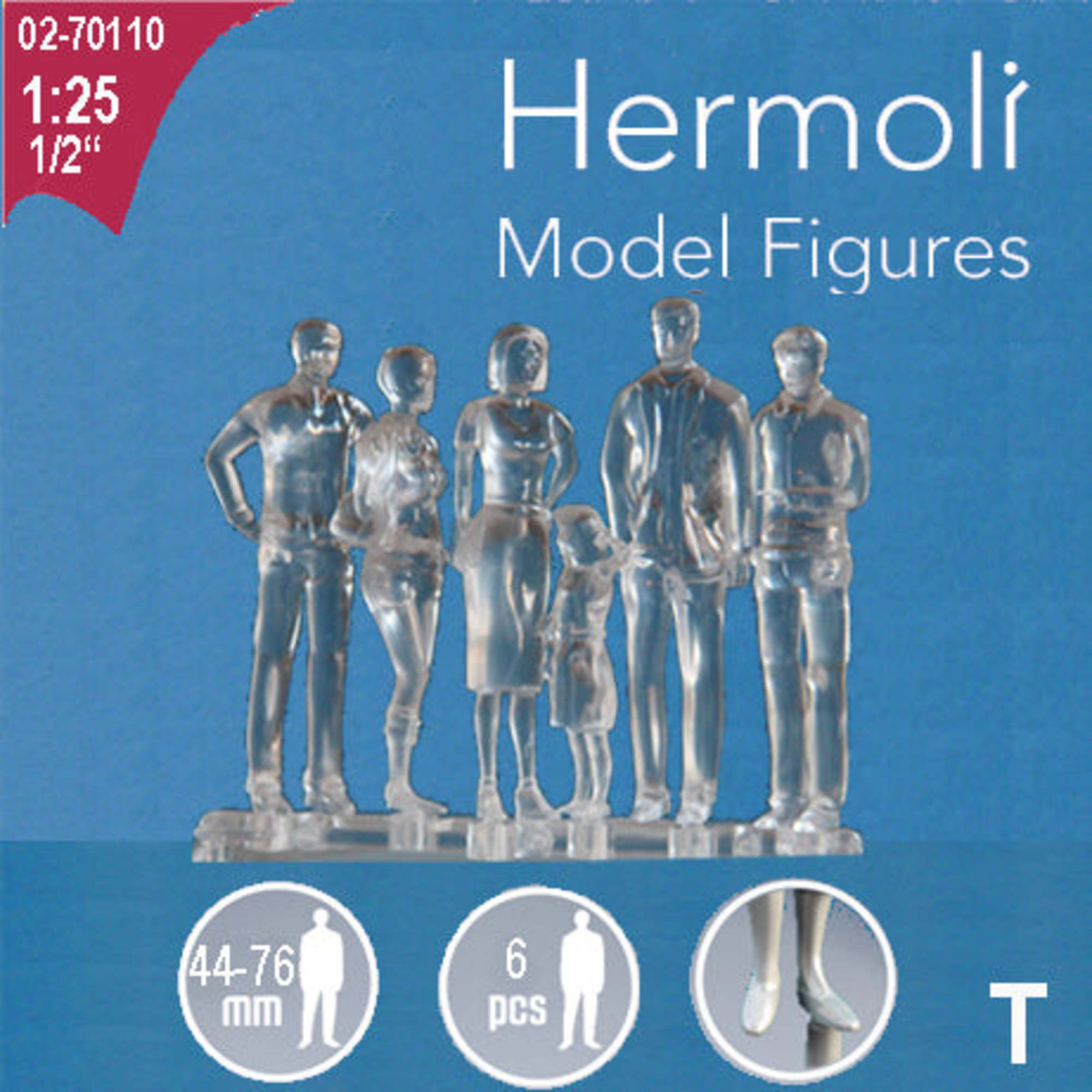 Hermoli Standing Figures Clear 1:25 6 Types H = 75mm (6 pcs)
