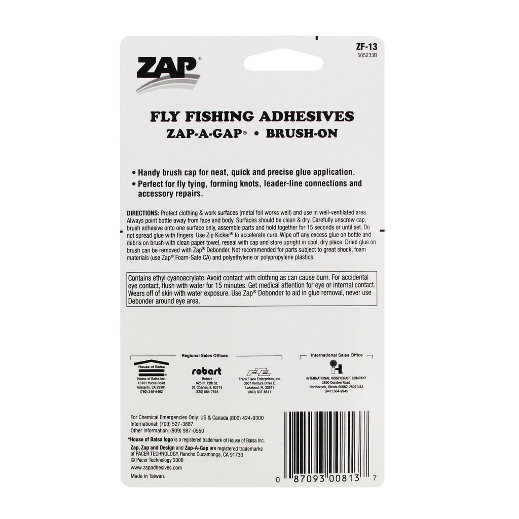 Fly Fishing Adhesives Zap-A-Gap Medium Brush On (0.25oz, 7g)