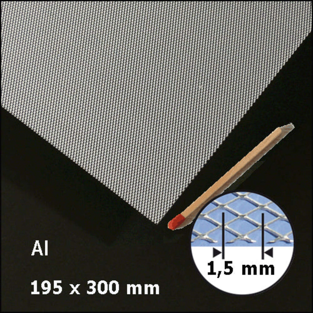 Expanded Metal Sheet Alu 190 x 290mm H = 0.2mm x W = 1.5mm