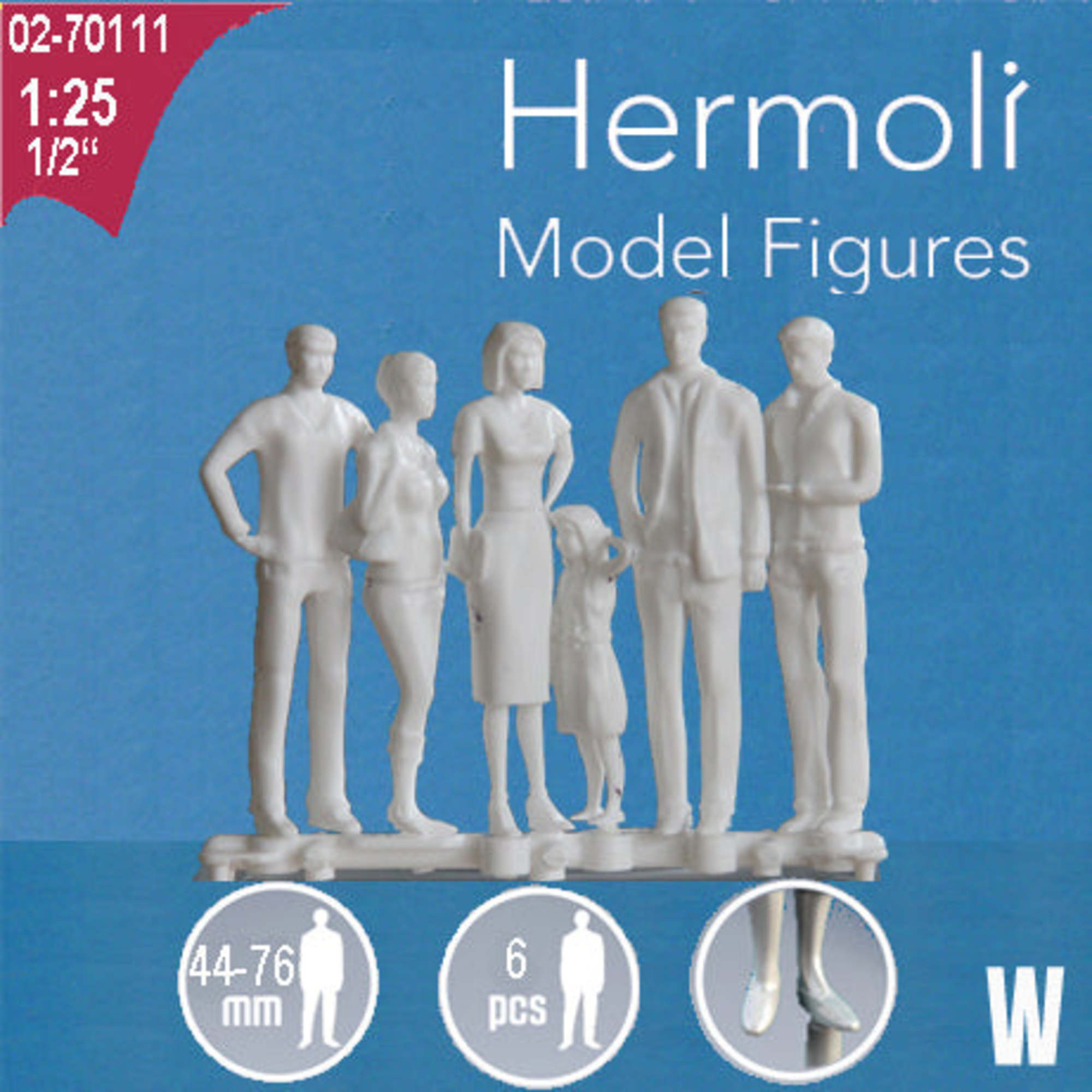 Hermoli Standing Figures White 1:25 6 Types H = 75mm (6 pcs)
