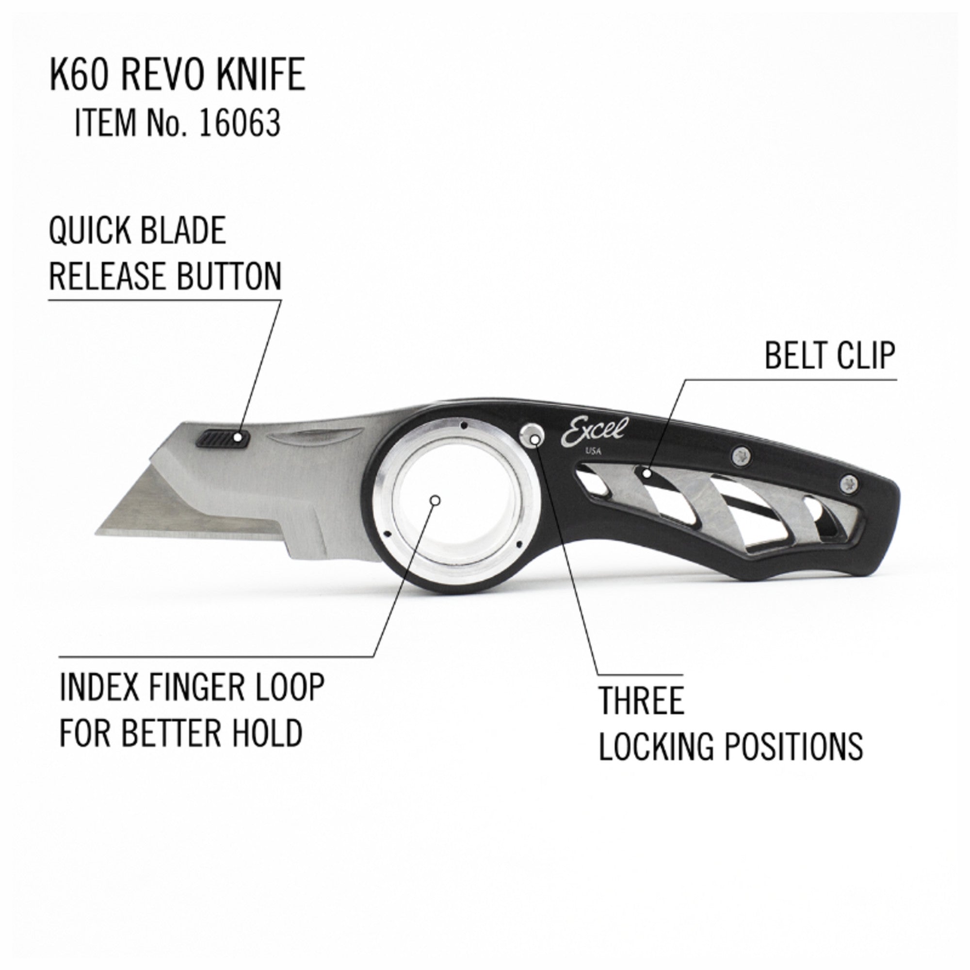 K60 Revo Folding Utility Knife, Red (Carded)