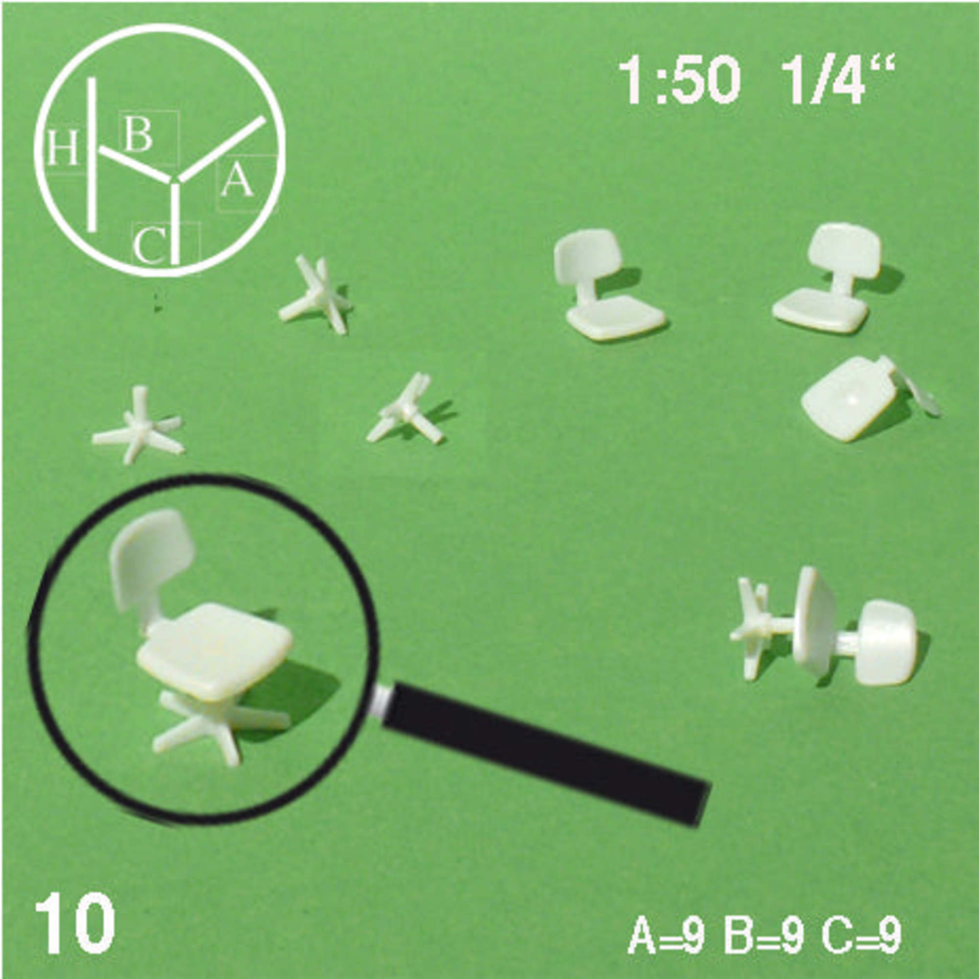 Swivel Chairs White 1:50 Separate Seat & Base (10 pcs)
