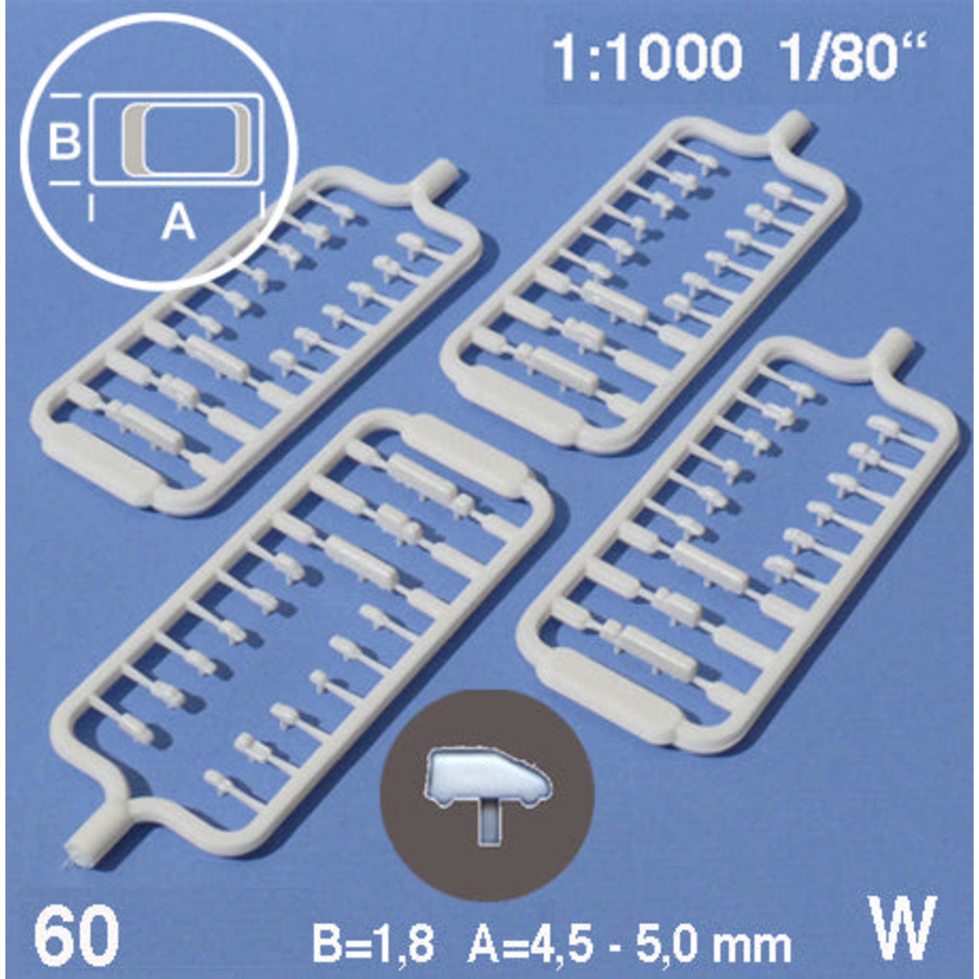 Vehicles Assorted White 1:1000 W = 1.8mm L = 4.5-5.5mm (30 pcs)