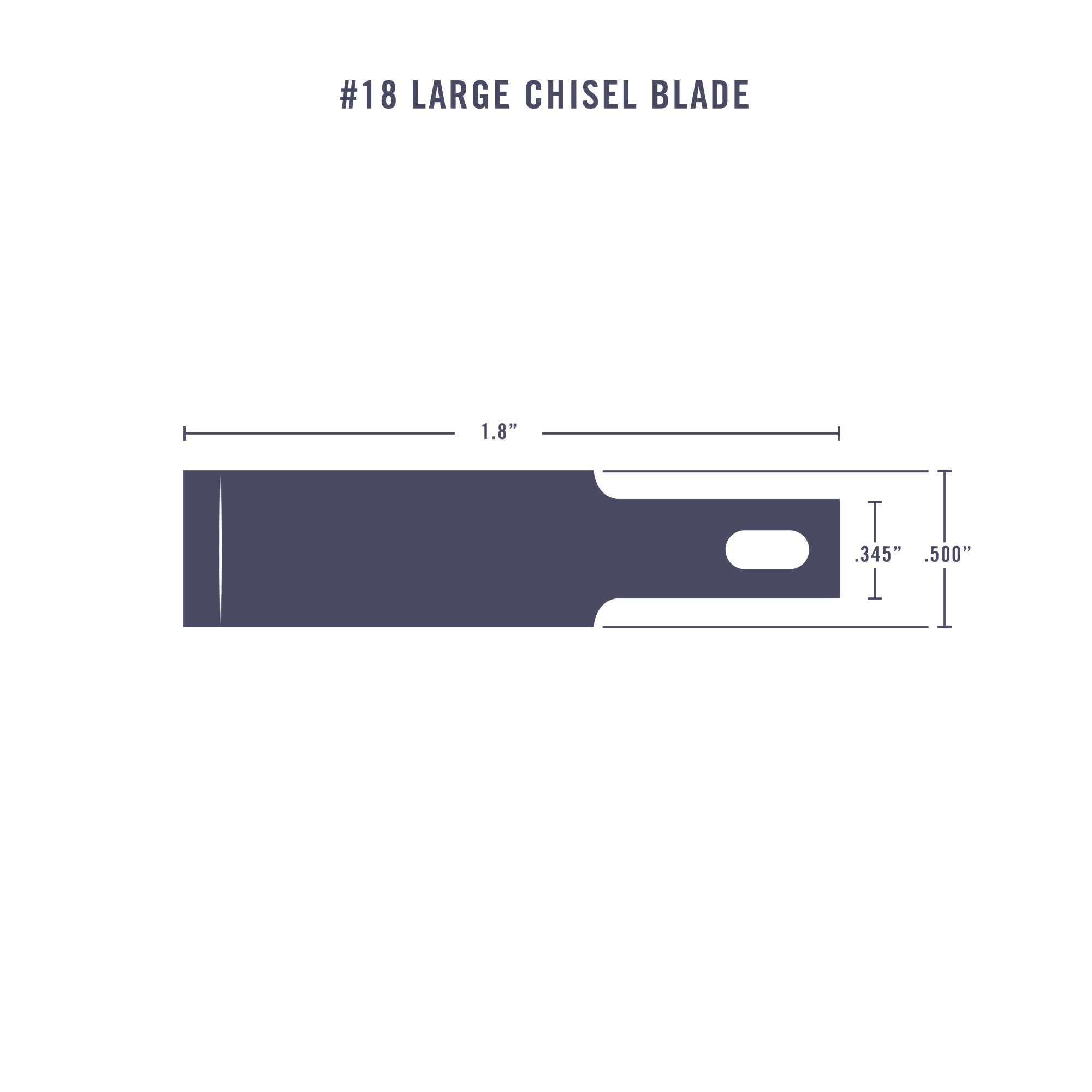 #18 1/2in Large Chisel Blade, Shank 0.345" (0.88 cm) (5 pcs) (Carded)