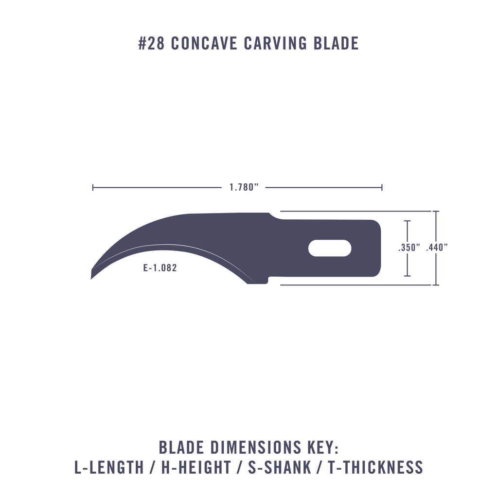 #28 Concave Blades, Shank 0.345" (0.88 cm) (5 pcs) (Carded)