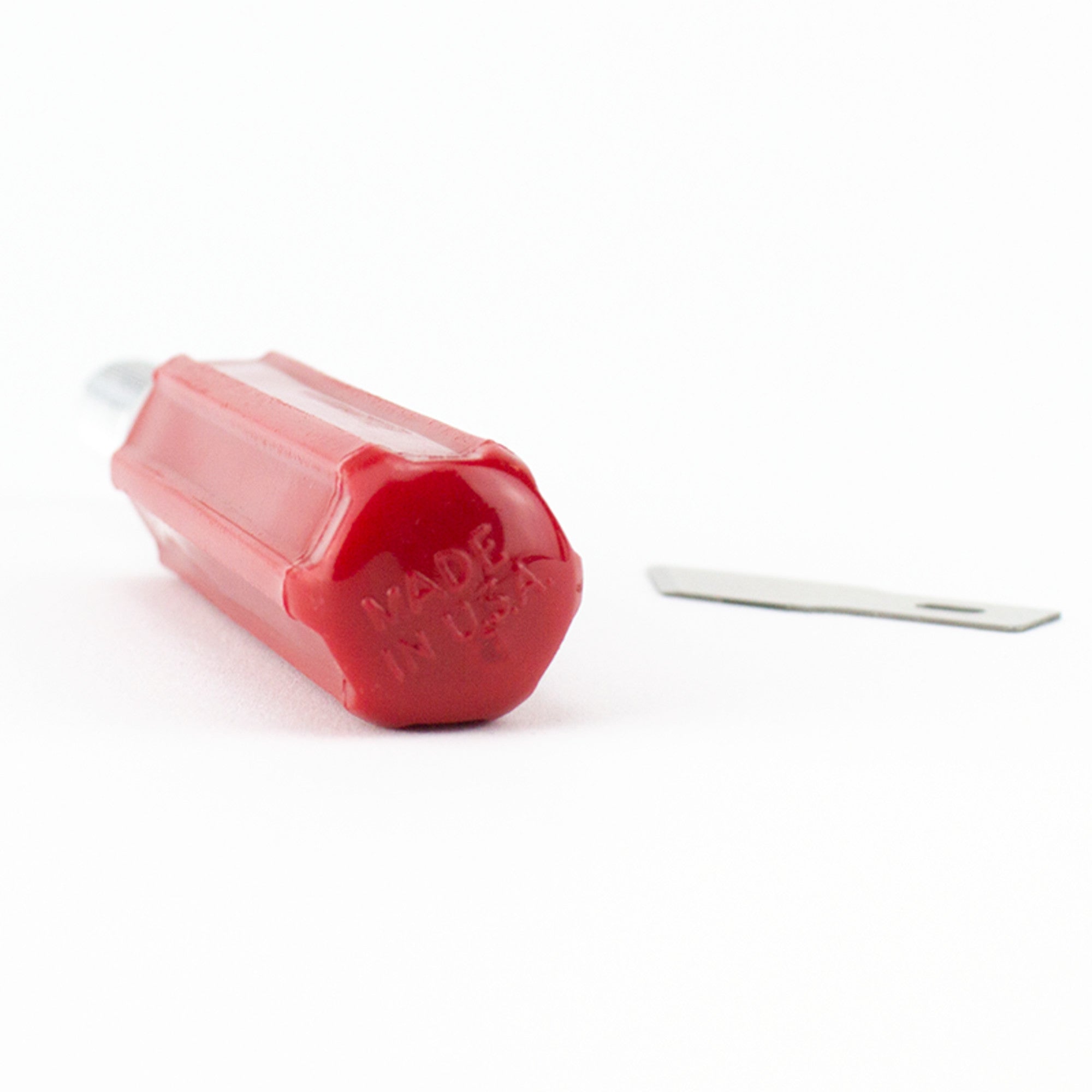 K5 Knife, Heavy Duty Red Plastic Handle with Safety Cap (Carded)