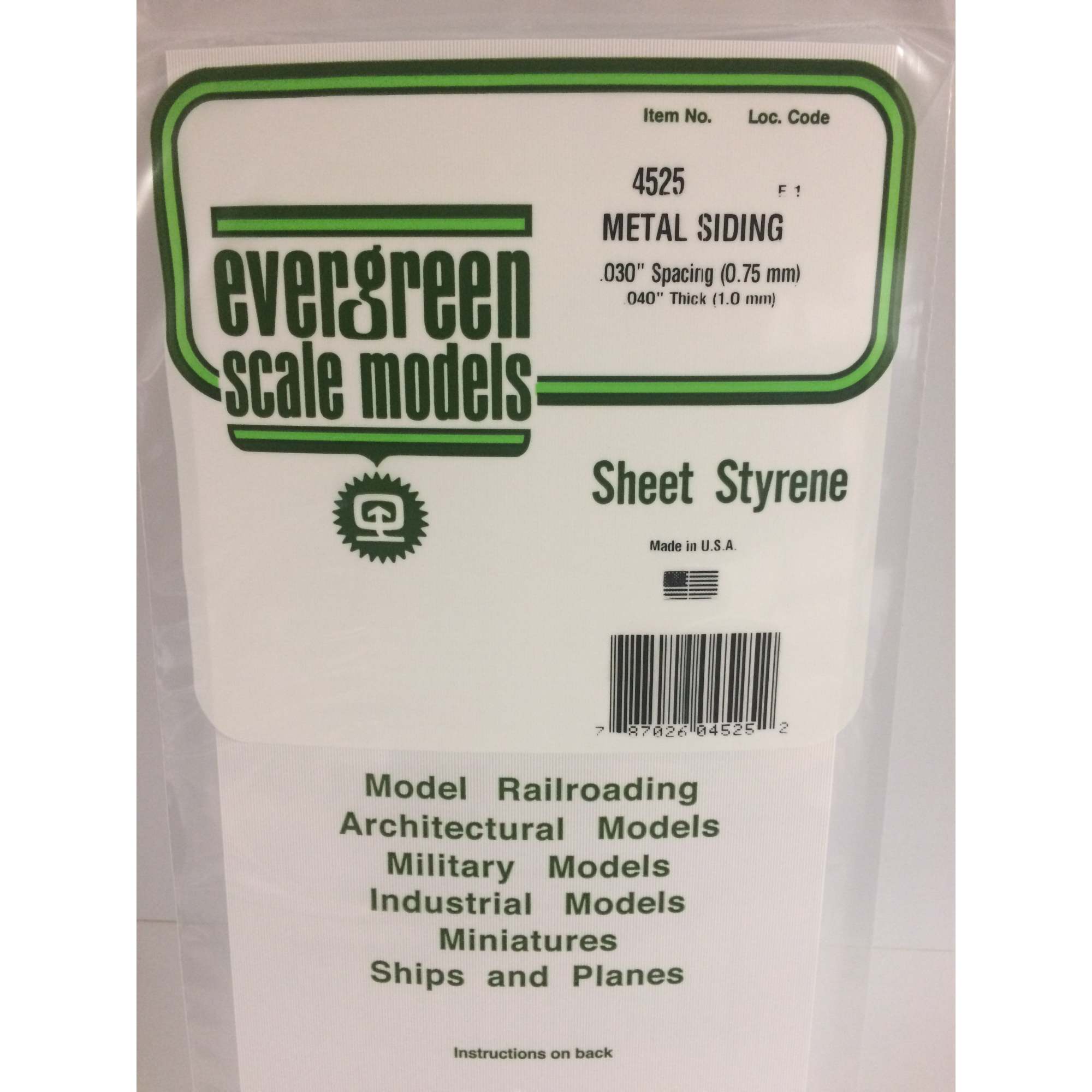 6x12in (~15x30cm) Corrugated Metal Siding Sheet .040in (~1.0mm) Sheet .030in (~0.75mm) Groove Spacing (1 per pack)