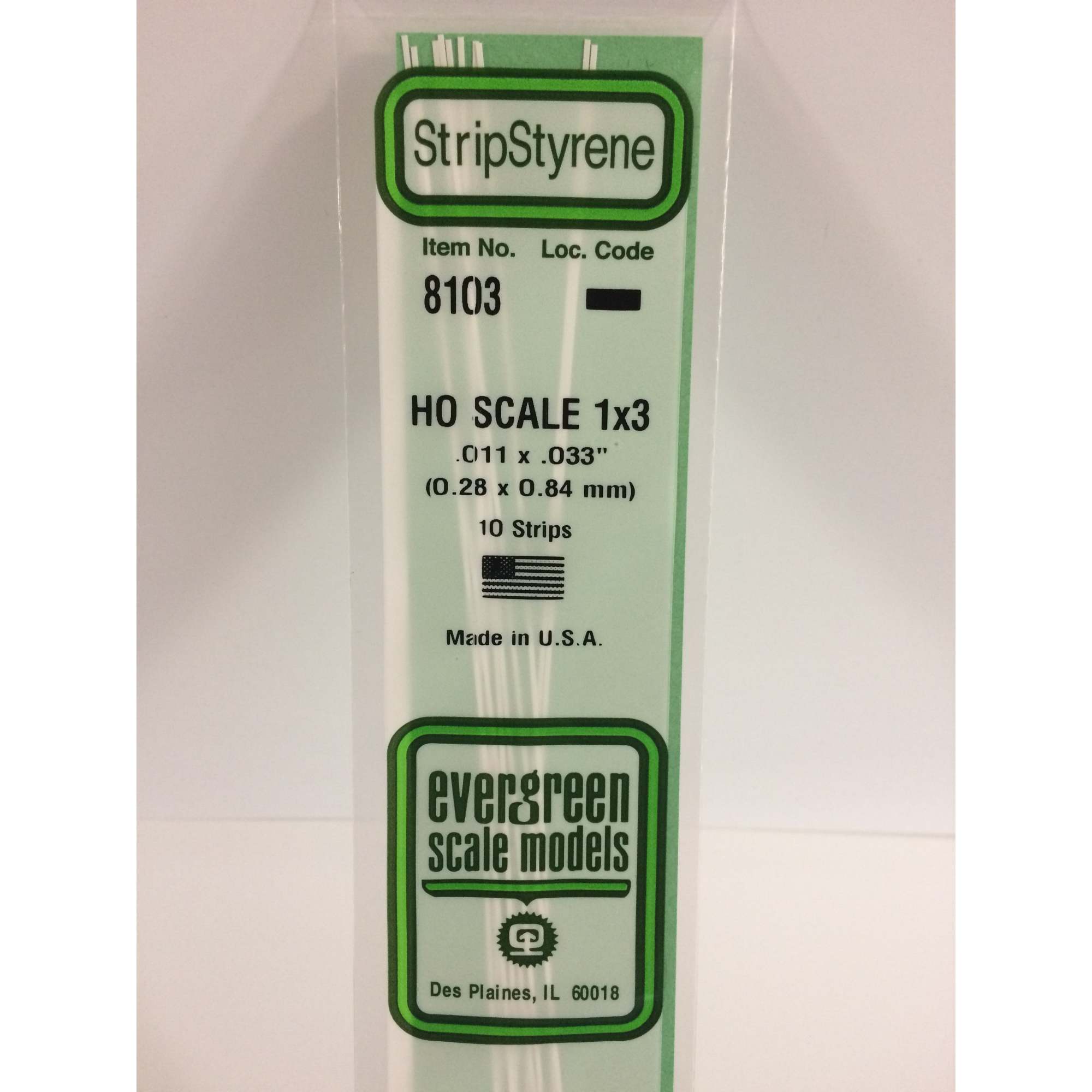 14in (~35cm) HO-Scale Strip .011  .033in (1  3) (~0.28  0.84mm) (10 per pack)