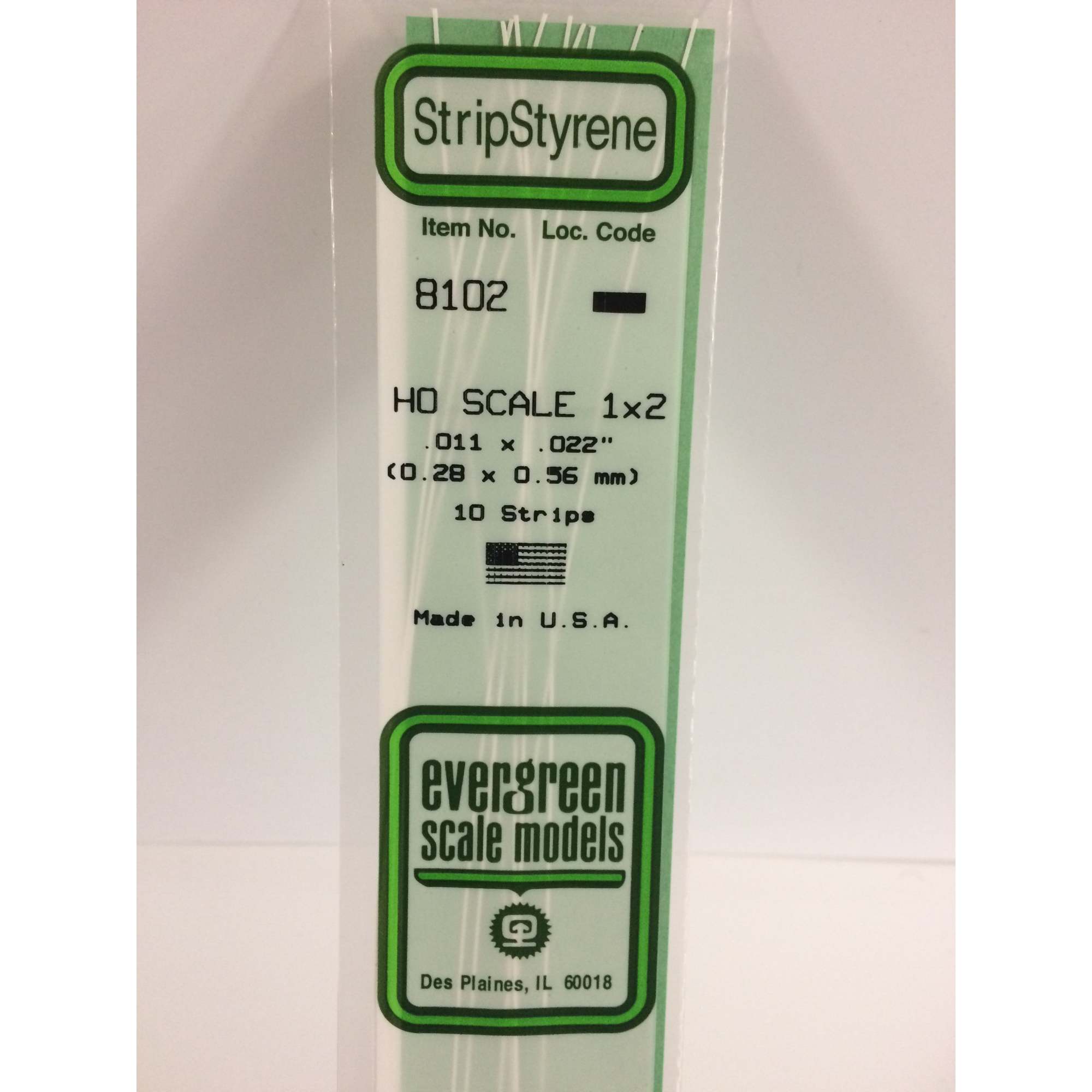 14in (~35cm) HO-Scale Strip .011  .022in (1  2) (~0.28  0.56mm) (10 per pack)