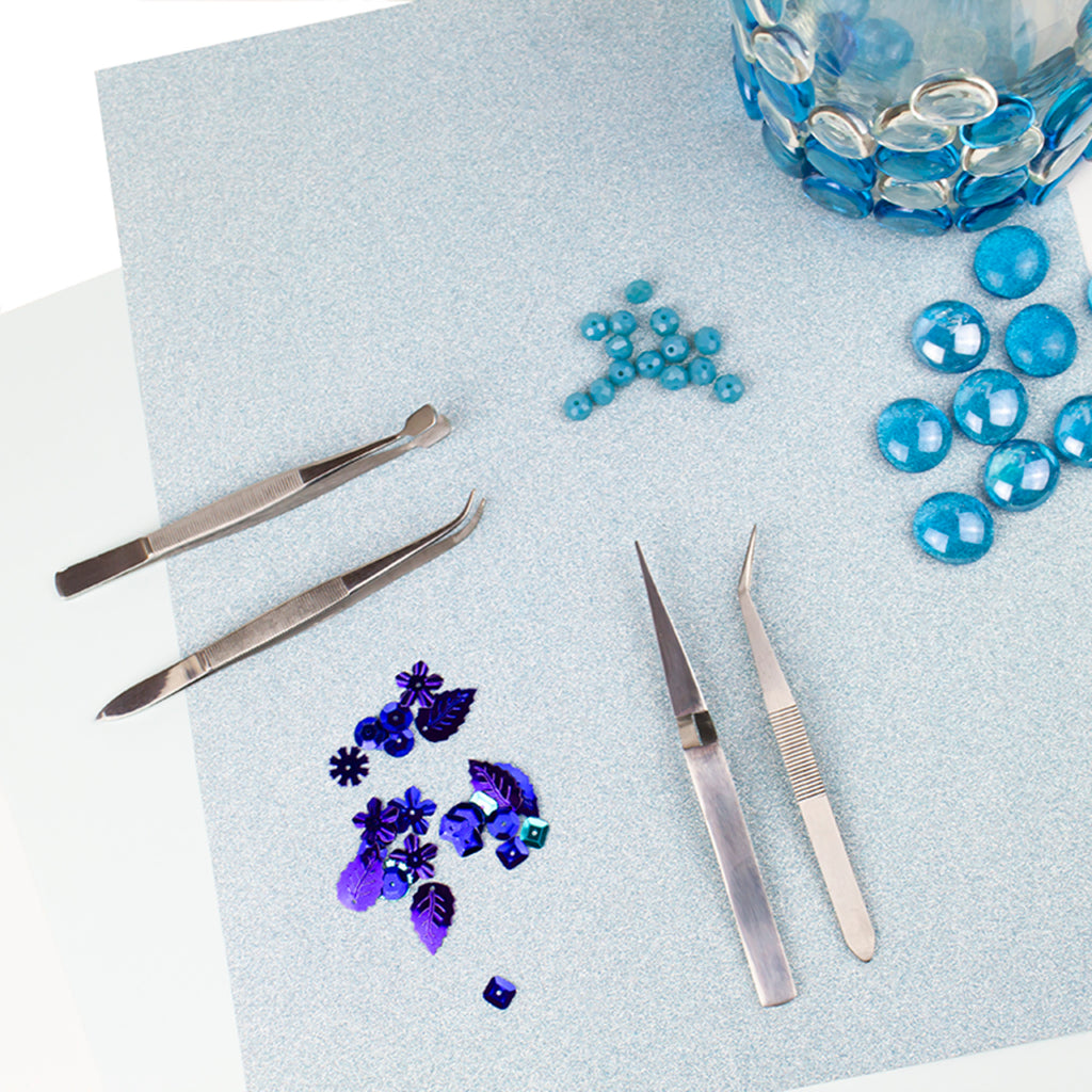 4-Piece Stainless Steel Tweezer Set with Pointed, Self Closing, Stamp, Curved (4 pcs) (Pouch)