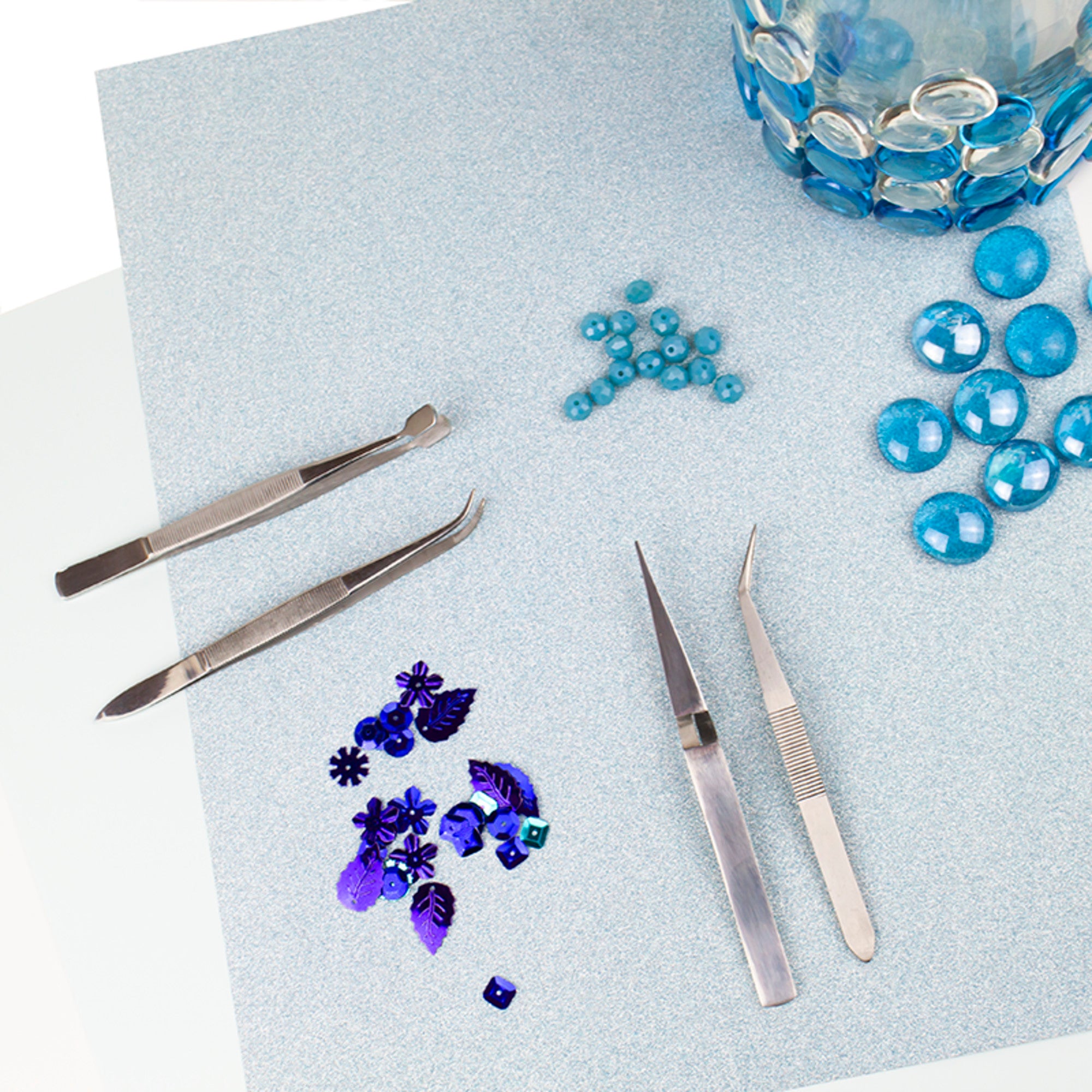4-Piece Stainless Steel Tweezer Set with Pointed, Self Closing, Stamp, Curved (4 pcs) (Pouch)