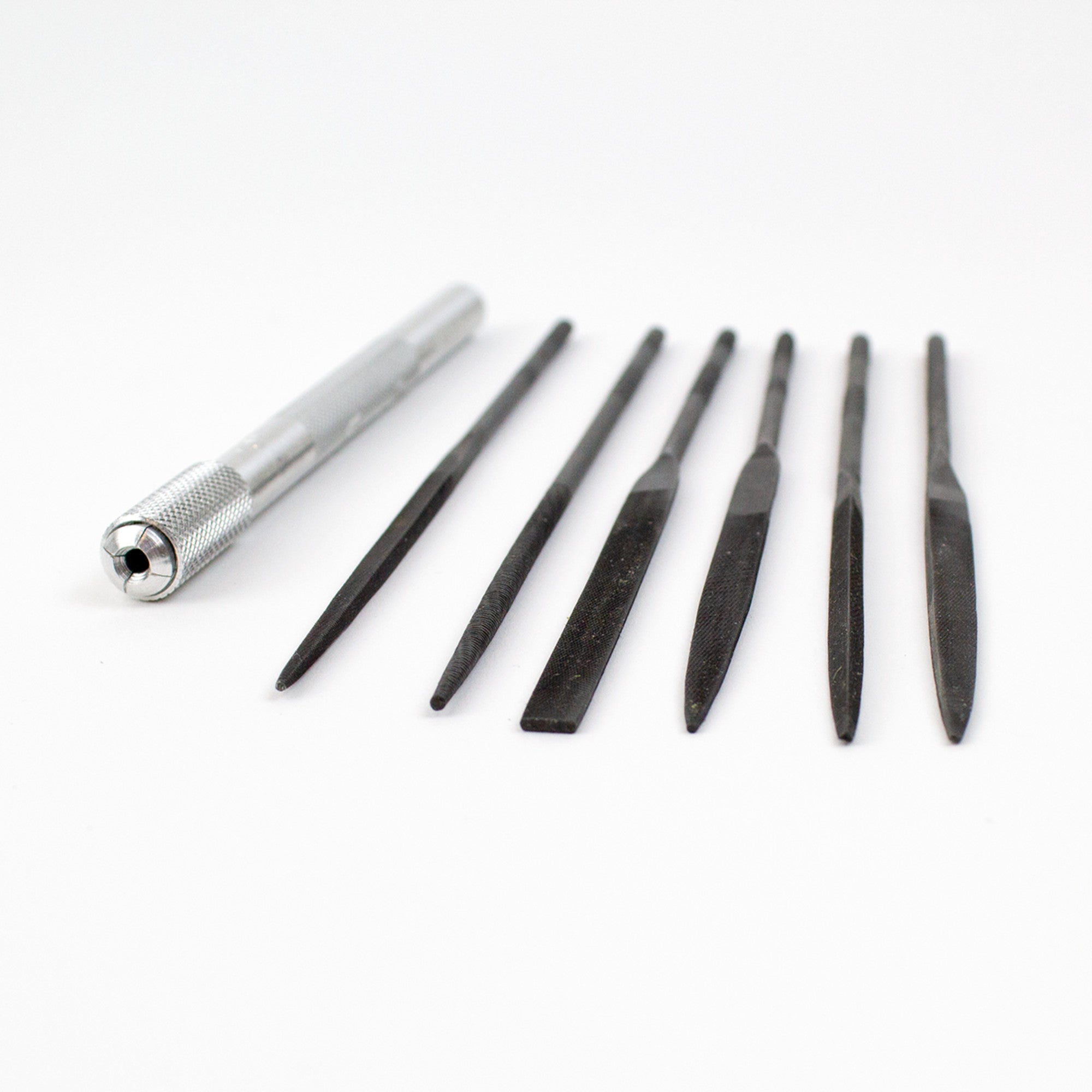 Assorted File Set with Handle, Cut #2 with Square, Round, Halfround, Equaling, Knife and Flat (6 pcs) (Carded)