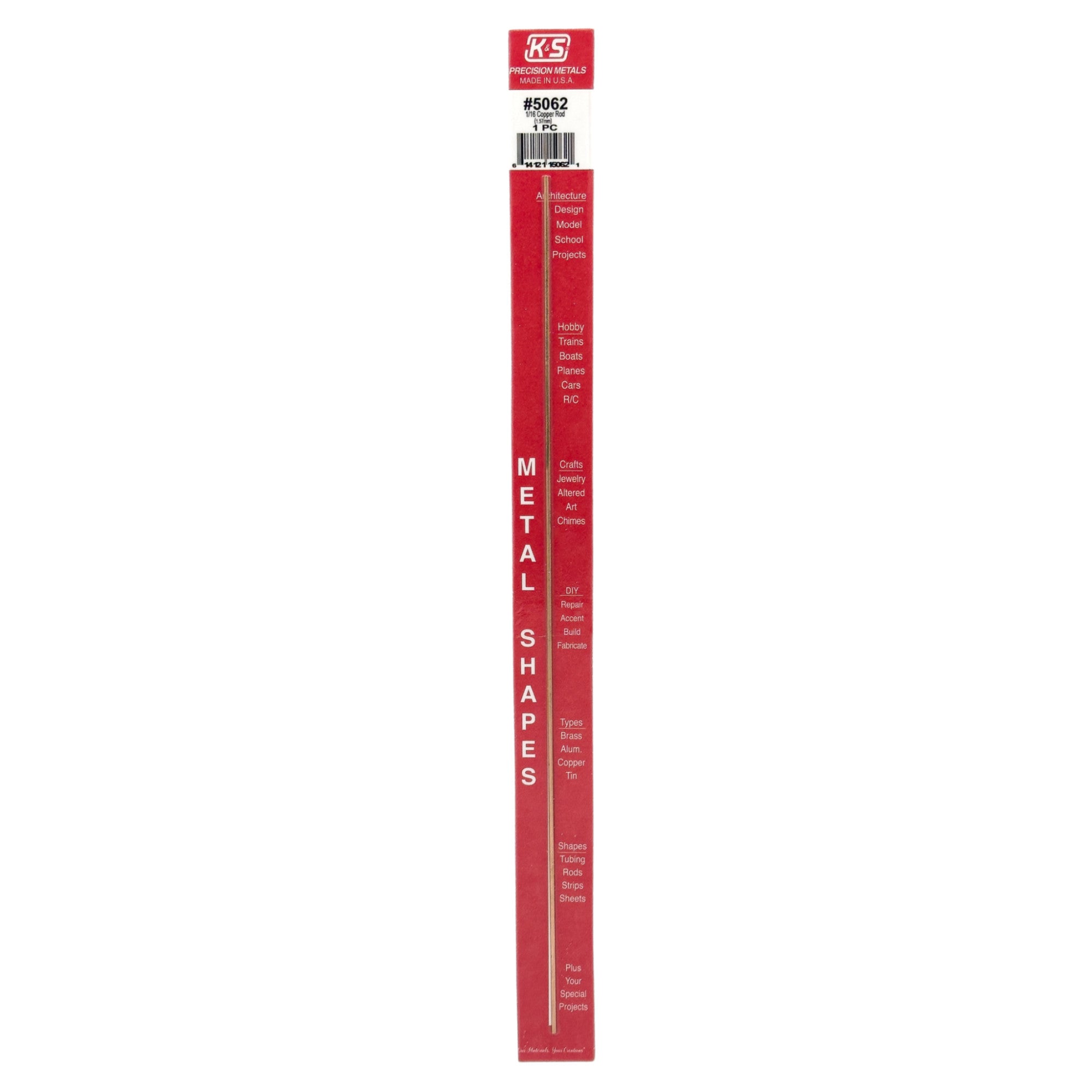 Copper Round Rod 1/16  12in (1 pc)