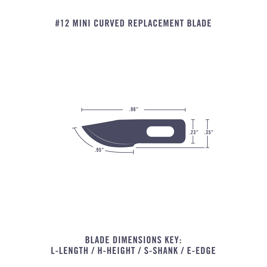 #12 Mini Curved Blade, Shank 0.25" (0.58 cm) (5 pcs) (Carded)