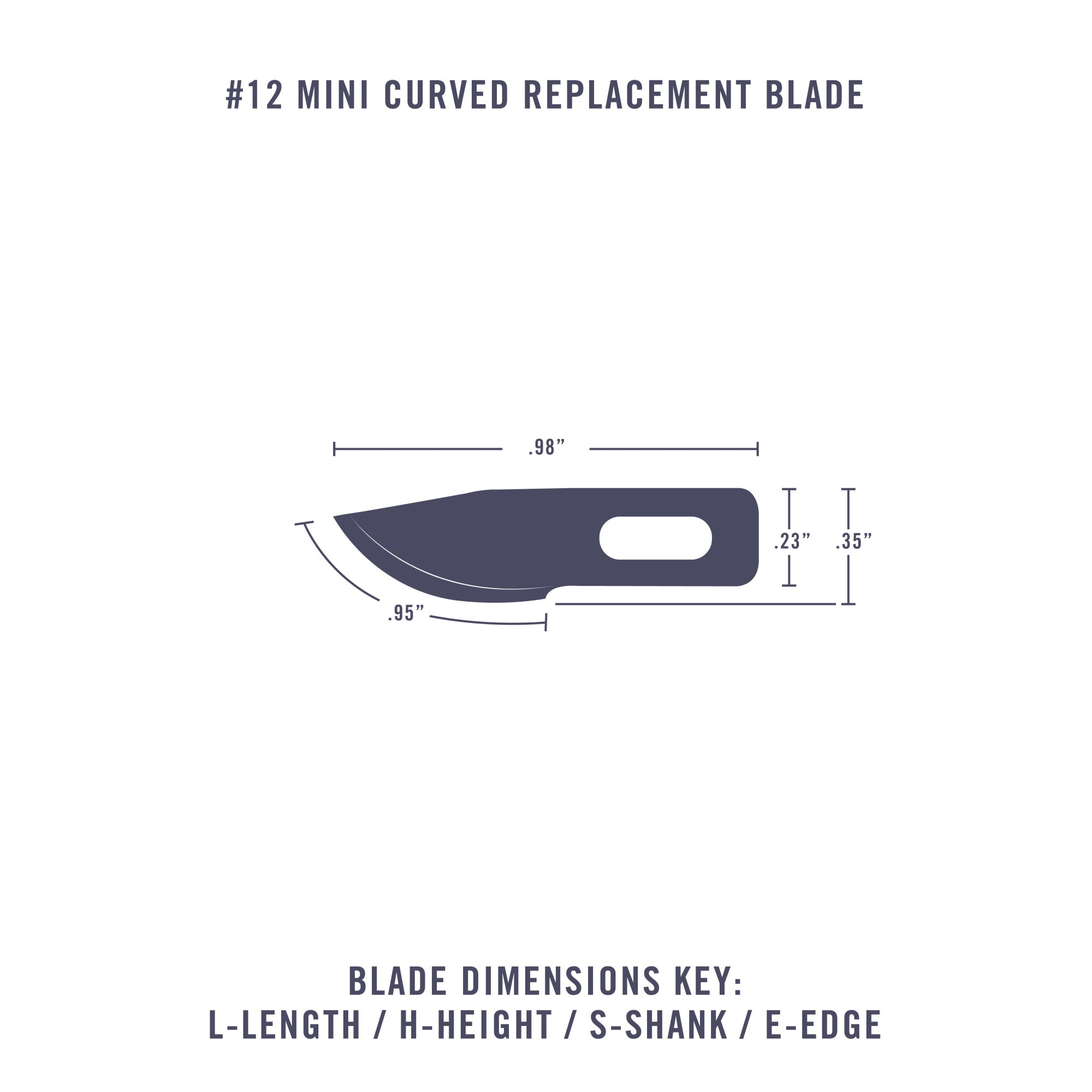 #12 Mini Curved Blade, Shank 0.25" (0.58 cm) (5 pcs) (Carded)
