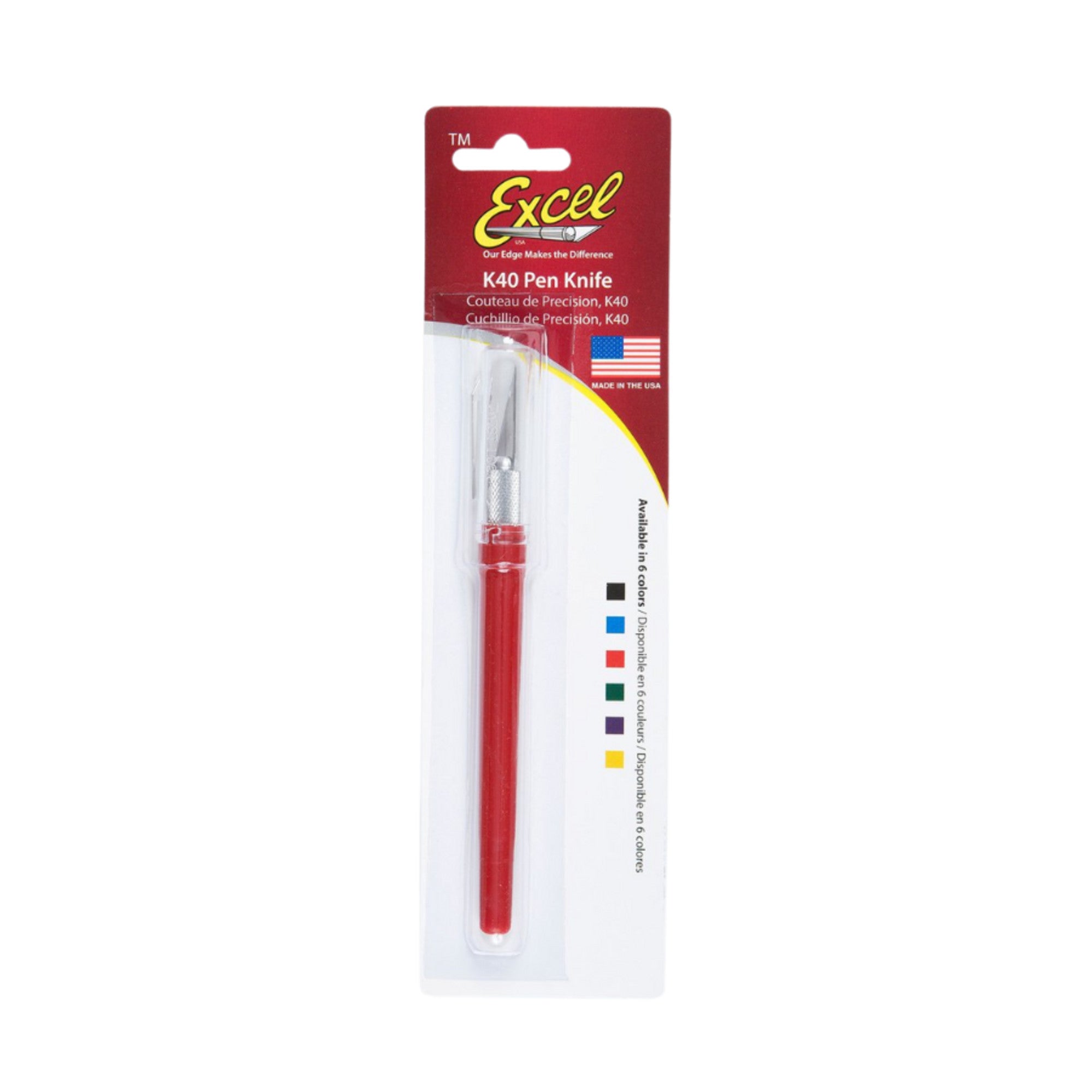 K40 Pocket Clip-on Knife with Twist-off Cap, Red (Carded)